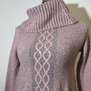 Kaisely Pink and Gray Cowl Neck Sweater